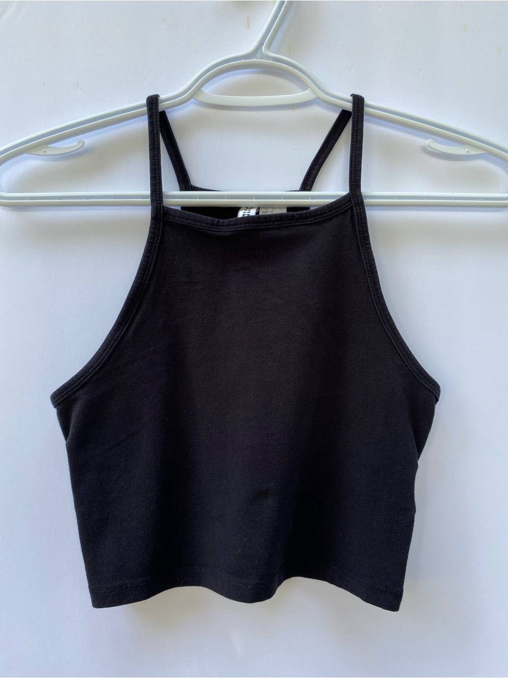 Black Cotton Cropped H&M Tank Top